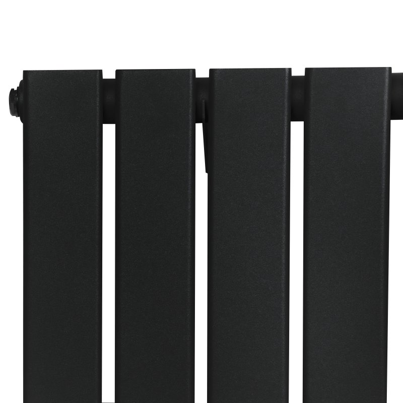 Flat Single Column Radiator & Valves - 600mm x 1400mm - Black
