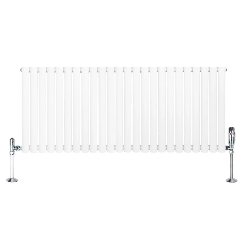 Oval Single Column Radiator & Valves - 600mm x 1440mm - White