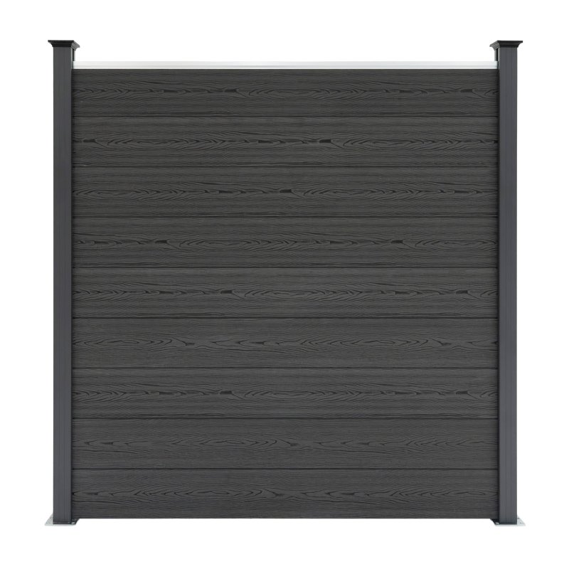 Composite Fence Panel x 3 & LED Posts x 4 - Grey