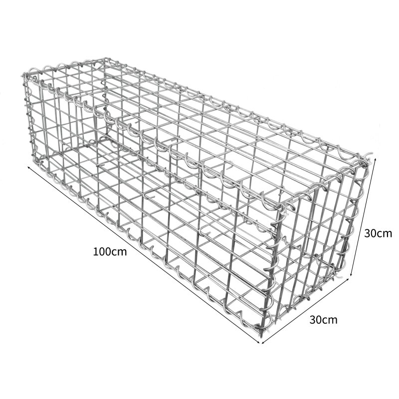 Gabion Baskets Galvanised Steel Cages Mesh Wire Stone Basket Outdoor Spiral Retaining Wall Planter Garden / 100 x 30 x 30cm / 3 Pack
