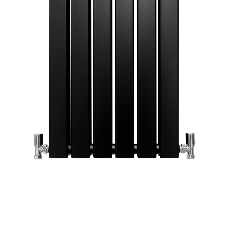 Designer Radiators 180 x 42cm Flat Panel Modern Central Heating Matt Black Vertical Column Double Panel Wall Mounted Slimline Kitchen Living Room Bathroom Commercial Cleaning Brush & Fixing Kit