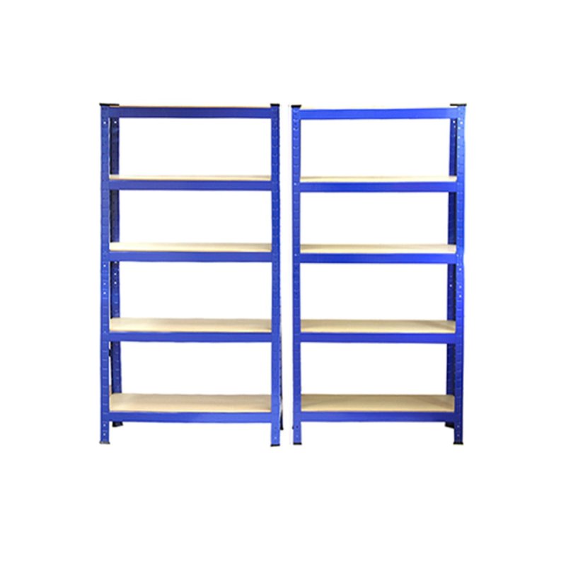 T-Rax Pack of 2 Garage Shelving Units - 5 Tier Heavy Duty Rack for Storage Steel Utility Shelves | Metal & MDF Boltless Racking Assembly System | 150cm x 75cm x 30cm | 175KG Per Shelf, Blue