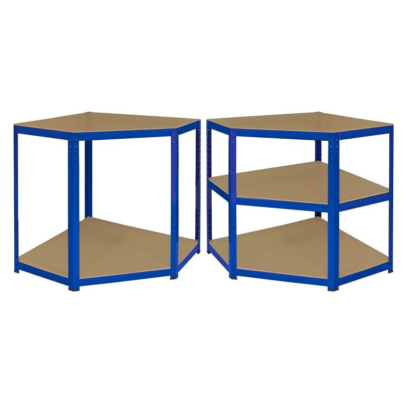 Corner Shelves Garage Racking / 90cm x 45cm x 180cm Racking Storage Unit / 5 Shelves MDF & Steel / 1325kg capacity / 265kg per shelf
