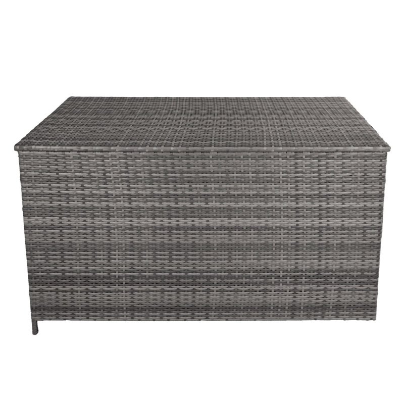 Rattan Garden Storage Grey Box & Waterproof Carry Bag Large Cushion Blanket Tools Toys Furniture Chest 582L Outdoor Patio Deck Steel Frame UV & Weather Resistant Gas Assisted Lift Lid Portable Wheels