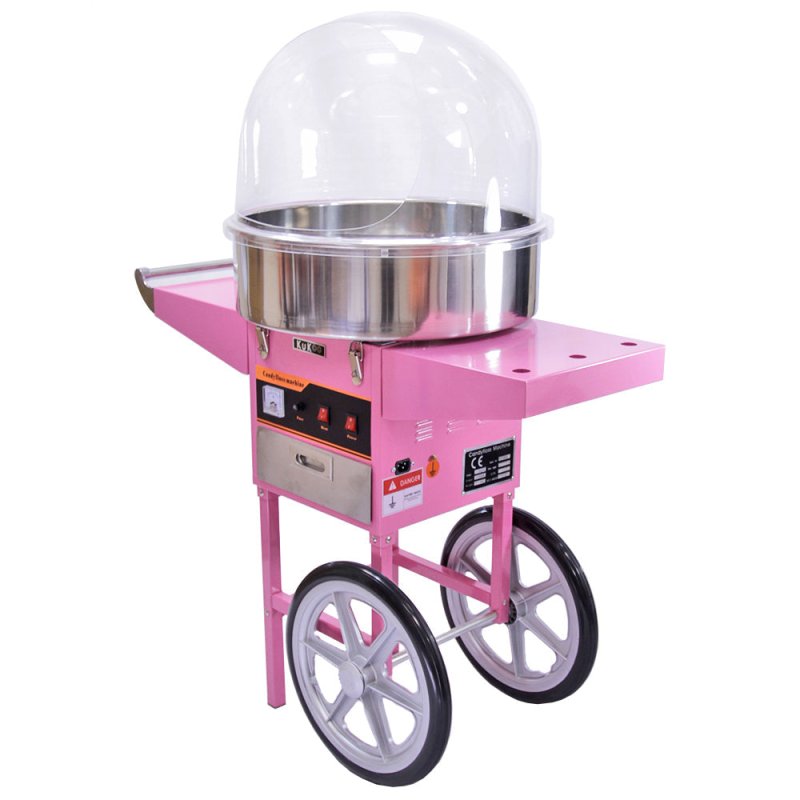 KuKoo Commercial Candy Floss Maker Machine & Acrylic Dome, Pink, 67cm x 141cm x 52cm