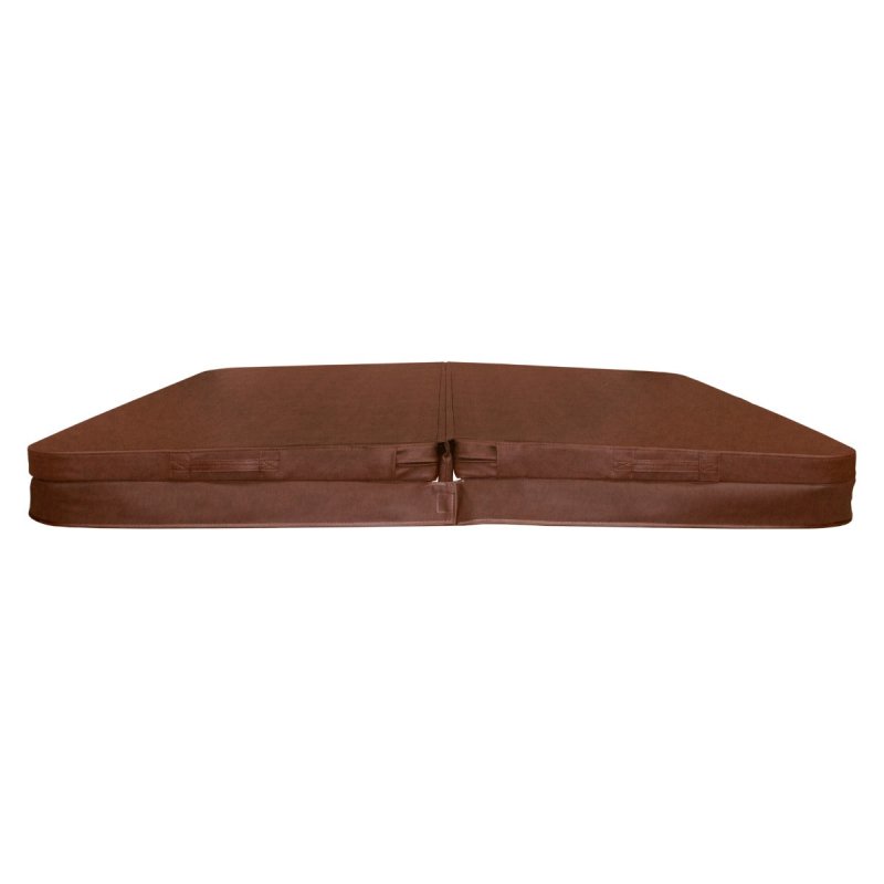 Hot Tub Cover Spa Lid 210cm x 210cm Square Brown Hard Top Weatherproof PVC Leather Foam 25KG/m3 Density Galvanized C-Channel UV Mildew Flame Resistant