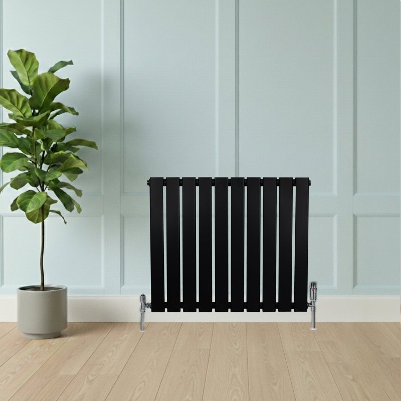 Flat Single Column Radiator - 600 x 700mm - Black