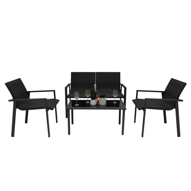 Rattan Patio Furniture Set - Black