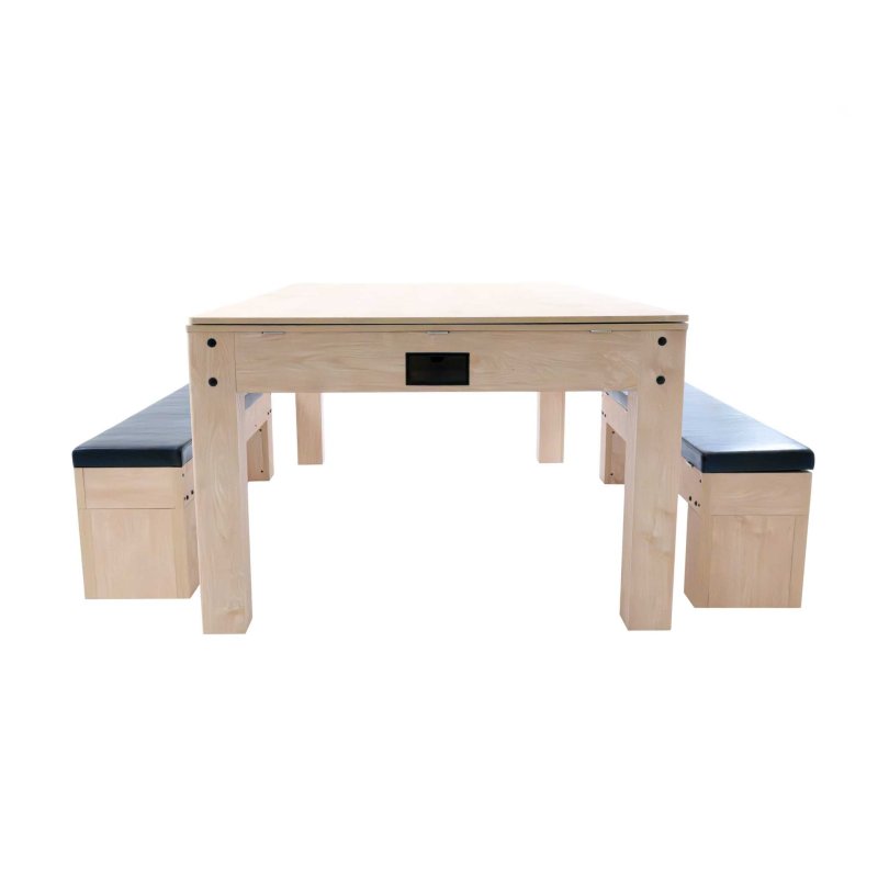 7-In-1 Games Table & Storage Benches x 2 - Oak
