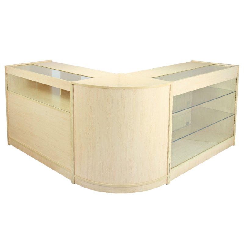 MonsterShop Pisces Retail Display Shop Counters Set & Glass Showcase Cabinet Units, Maple