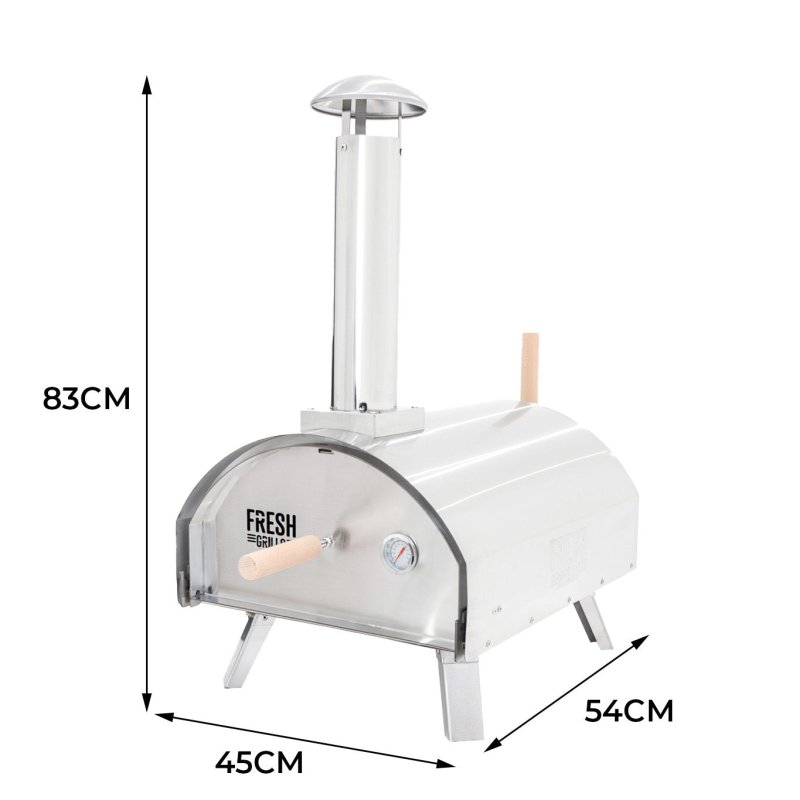 Fresh Grills Premium Outdoor Pizza Oven, Dual-Wall Insulated, Multi-Fuel, 500C Max Temperature with Pizza Peel, Stone & Rain Cover