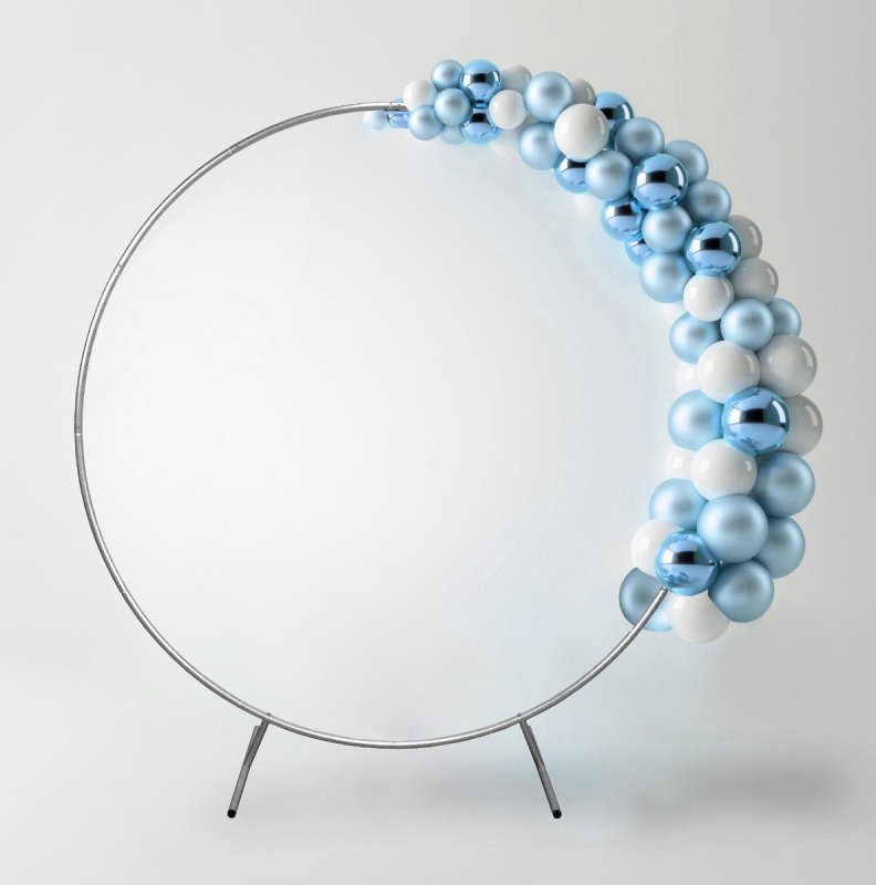 Wedding Moongate Arch Silver 2m/ 200cm Arbour Round Outdoor Decor Background Flower Balloon Circle Hoop Frame Backdrop Party Decoration Floral Prop Floor Standing Baby Shower Birthday Christening