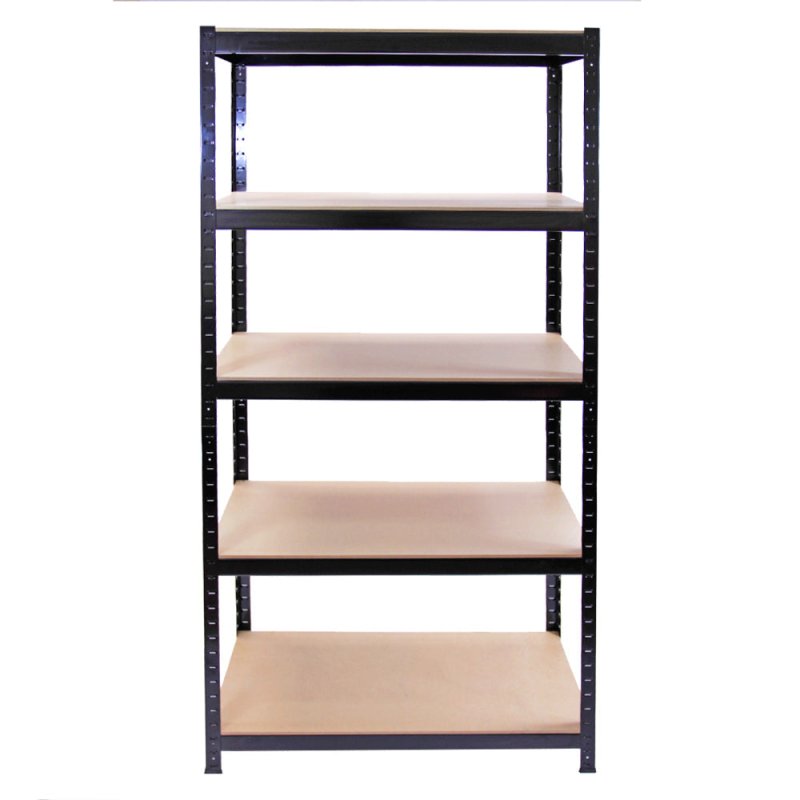 3 x Black Racking Bay Unit 5 Tier & Workbench Heavy Duty Steel Metal 280kg Capacity Per Shelf Garage Shelves Storage Warehouse Shed Workshop Greenhouse Boltless Shelving 90 x 45 x 180cm Rubber Mallet