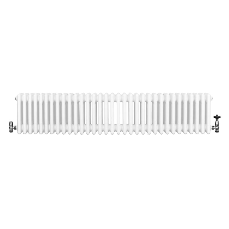 Traditional 4 Column Radiator & Valves - 300 x 1505mm - White