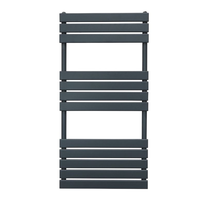 Vertical Towel Radiator Designer Flat Panel 1200mm x 600mm Bathroom Heated Rail Matt Anthracite Grey Central Heating Ladder Heater Wall Mounted Carbon Steel FREE Cleaning Brush Fixing Kit & Brackets