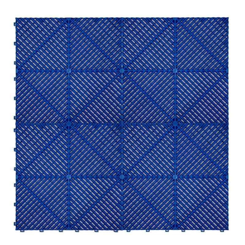 Vented Modular Interlocking Flooring Tiles x 120 Blue With Edges & Hexagon LED Lighting 14 White Lights & Border 6500K 3 Mount Options & Suspended Ceiling Kit Single Garage Floor Mat 3.2m x 6m 19.2m2