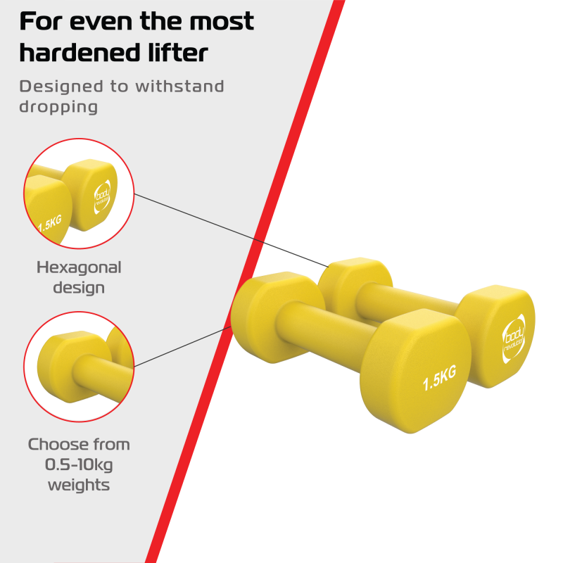2 x 1.5KG Neoprene dumbbells