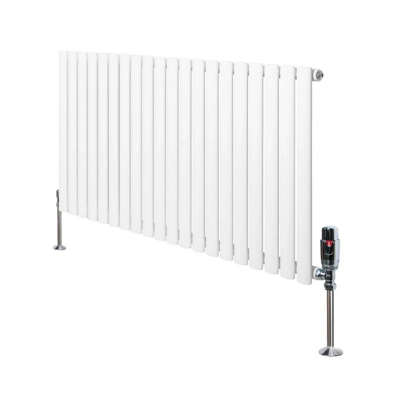 Oval Single Column Radiator & Valves - 600mm x 1200mm - White