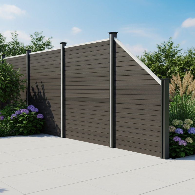 Composite Angled Fence Panel - Grey