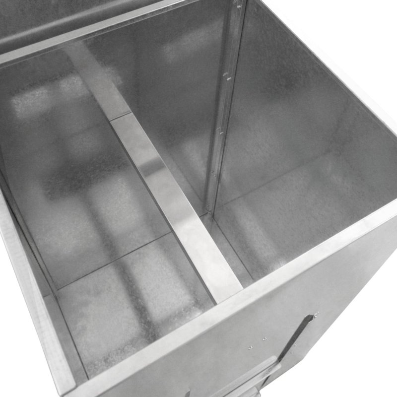 Coal Storage Bunker 150kg 300L Galvanised Steel Raised Metal Base Strengthening Bar Baffle Plate Waterproof Rust & Rodent Proof Wood Fire Sliding Door Hinged Lid Handle FREE Coal Shovel