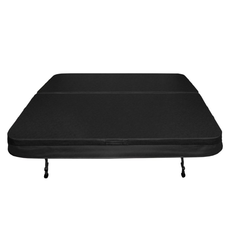 Hot Tub Cover Spa Lid 210cm x 210cm Square Black Hard Top Weatherproof PVC Leather Foam 25KG/m3 Density Galvanized C-Channel UV Mildew Flame Resistant