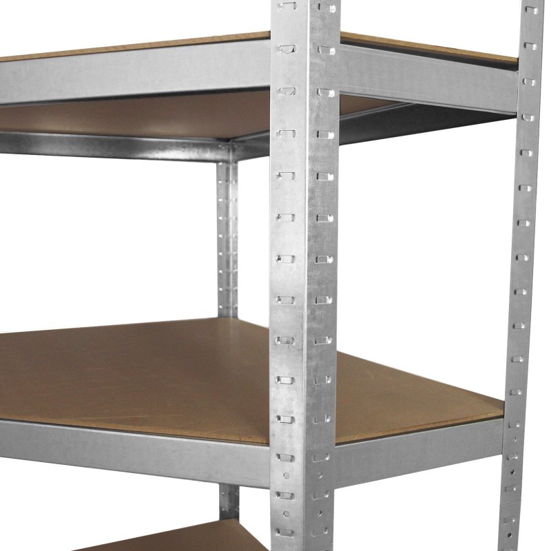 Corner Racking Garage Galvanised Shelving / 900mm x 300mm x 1800mm Racks Storage Unit / 5 Shelves MDF & Galvanised Steel