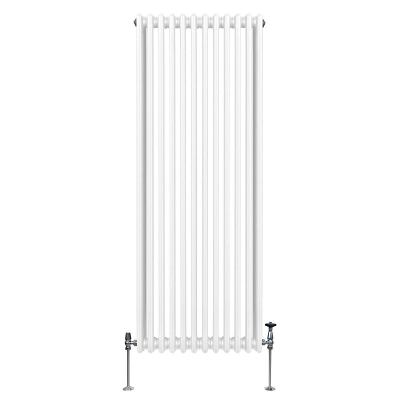 Traditional 3 Column Radiator 1800mm x 562mm Modern Central Heating Heater Gloss White Carbon Steel Vertical Wall Mounted Kitchen Living Room Bathroom Cleaning Brush Fixing Kit & Brackets
