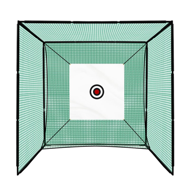 Golf Practice Cage 10ft 3m Driving Range High Impact 25mm Mesh Hitting Professional Swing Training Equipment Outdoor Freestanding Steel Frame Bullseye Target FREE Artificial Grass Mat & 6cm Rubber Tee