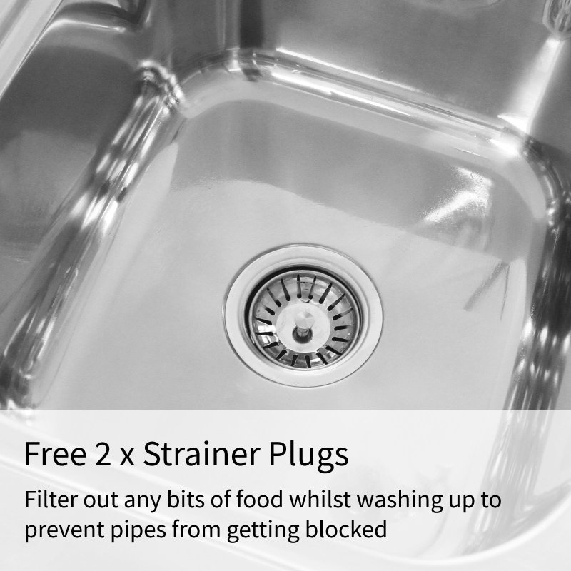 Catering Sink Stainless Steel Kitchen Commercial Restaurant Double Bowl Storage Shelf Unit & Tap  / Left Hand Drainer