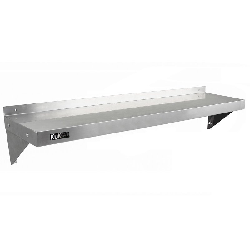 KuKoo Commercial Catering Corrosion Resistant x 2 Stainless Steel Kitchen Wall Shelf & Free Microfiber Cloths 1400mm x 300mm