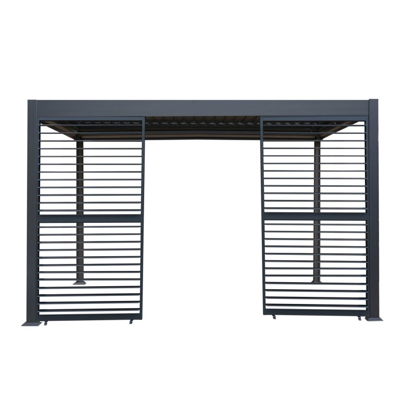 Aluminium Pergola With Anthracite Blinds & 2 Shutter Panels - 3m x 4m