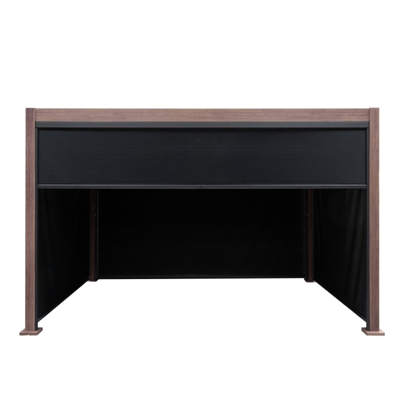 Wood Effect Aluminium Pergola With Blinds - 4m x 3m