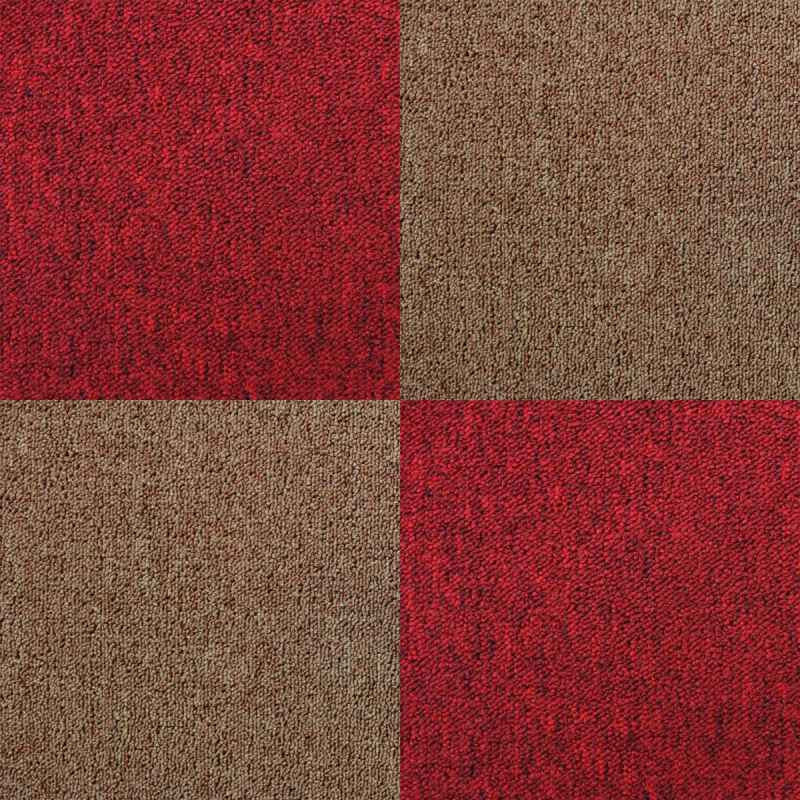 Carpet Tiles 40 x Sand & Scarlet Red 10 Metres Squared Heavy-Duty Commercial Hard Wearing Flooring Domestic Premium Office Home 50cm x 50cm MonsterShop
