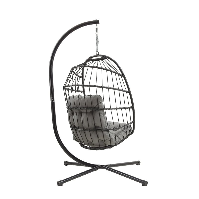 Rattan Hanging Egg Chair - Black