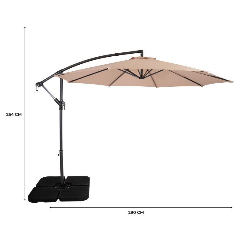 Cantilever Parasol 3m With Square Base - Beige