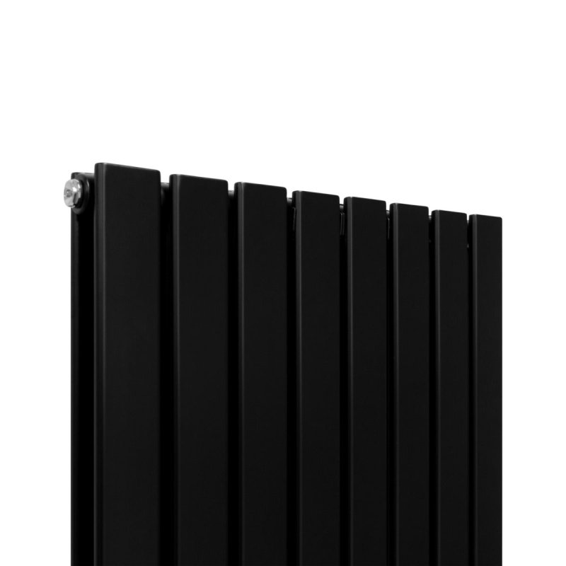 Designer Radiators 160 x 56cm Flat Panel Modern Central Heating Matt Black Vertical Column Double Panel Wall Mounted Slimline Kitchen Living Room Bathroom Commercial Cleaning Brush & Fixing Kit