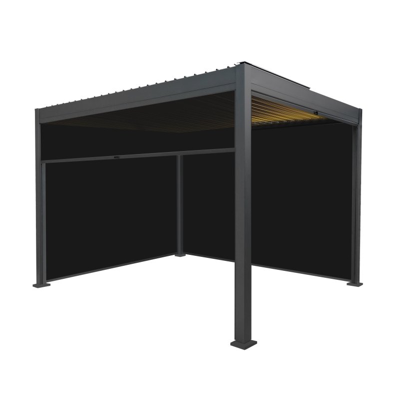 Aluminium Pergola With Anthracite Blinds & LED Lights - 3m x 3m