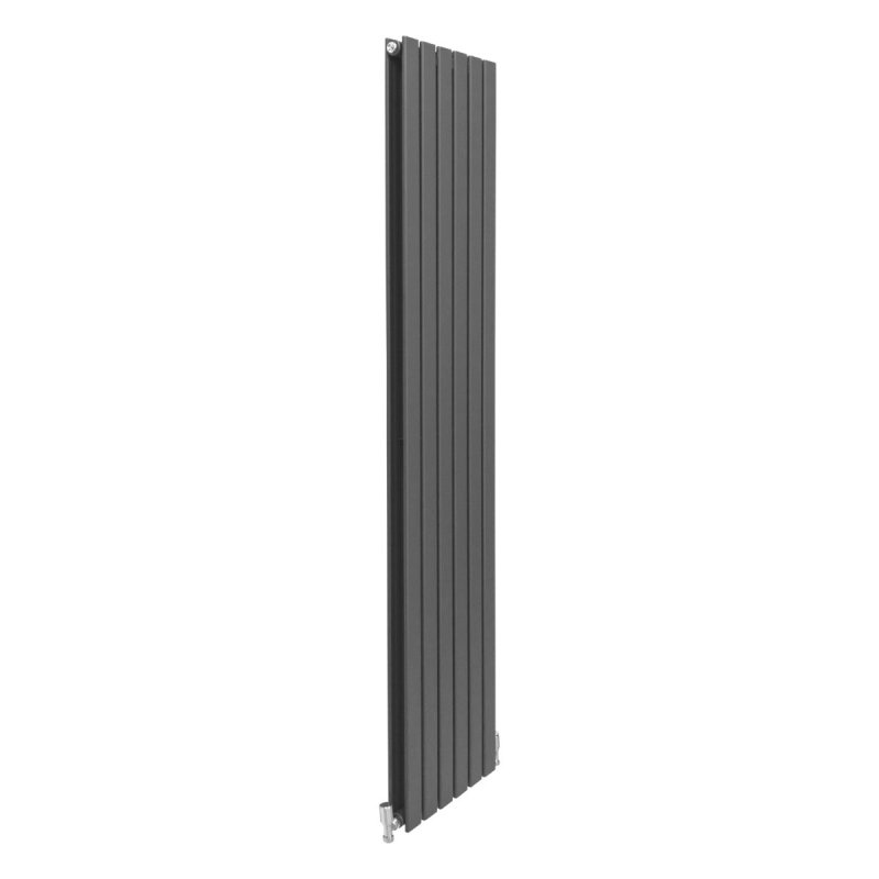 Designer Radiators 180 x 42cm Flat Panel Modern Central Heating Anthracite Grey Vertical Column Double Panel Wall Mounted Slimline Kitchen Living Room Bathroom Commercial Cleaning Brush & Fixing Kit