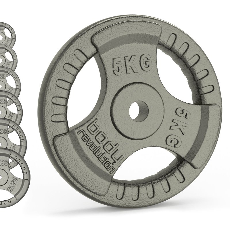 Cast Iron Weight Plates 1" Standard Tri Grip Pairs 5kg PAIR