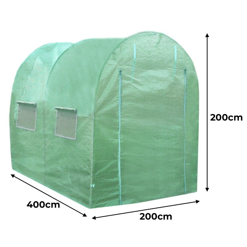 Polytunnel Greenhouse Walk In Galvanised Racking Windows Doors Growhouse PE Cover Gardening Metal Frame Outdoor Storage Garden Tent Vegetable Flower Plant 25mm Diameter | 4 x 2m