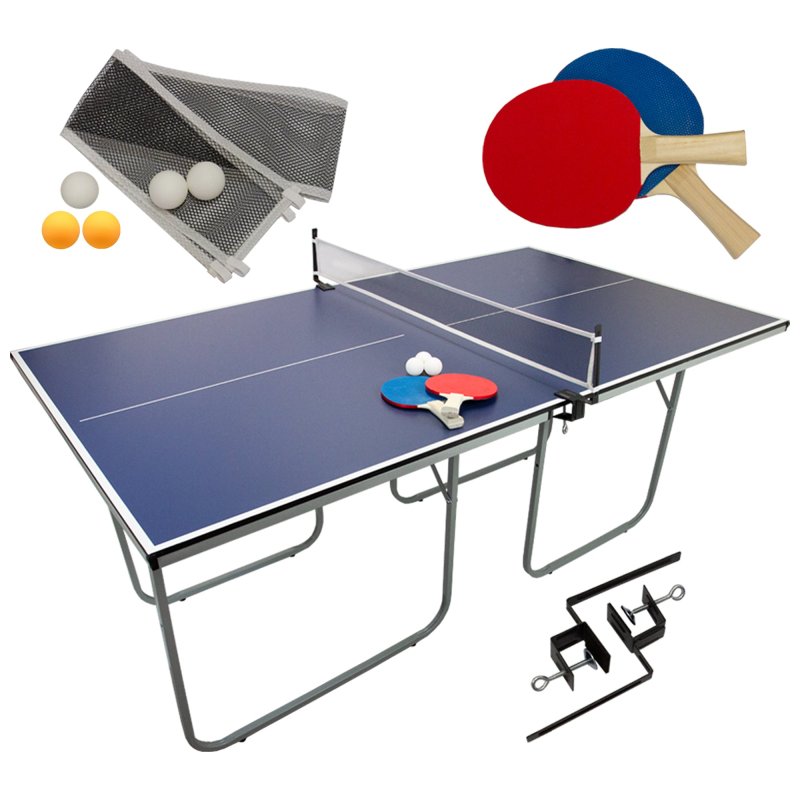 Table Tennis Table Folding Legs Ping Pong Portable Compact Easy Quick Installation Multifunctional Games Indoor Outdoor 2 Bats 5 Balls Net Powder Coated Iron 12mm MDF 181 x 102 x 76cm 26kg