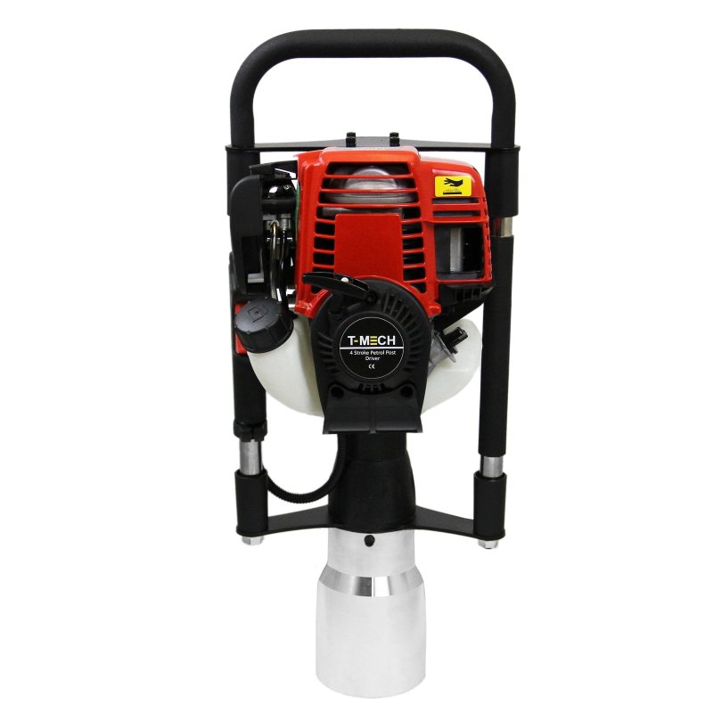 T-Mech Petrol Post Driver 120mm Posts Fence Knocker Hammer Thumper 4-Stroke Portable Picket Fencing Rammer 37.7cc / Carry Case & Tool Kit