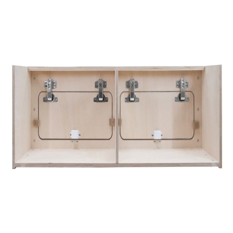 Campervan Overhead Cabinet 2 Door Top Locker Central Divider Camper Van Furniture Storage Lightweight Solid Birch Plywood Unpainted Soft Close Hinges Push Button Locks Pre Drilled Holes Fixing Kit