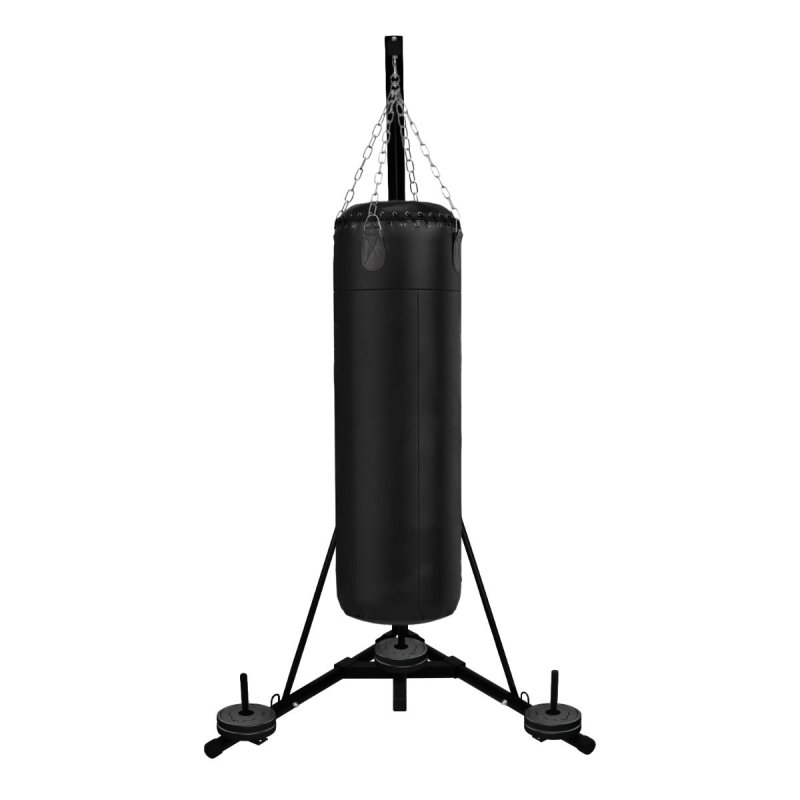 Folding Punch Bag Stand 68kg 150lbs Free Standing Hanging Frame Height Adjustable 182cm - 230cm / 6ft - 7.5ft Boxing Martial Arts Equipment Stable Triangle Base Heavy Duty Steel Weight Plate Holder