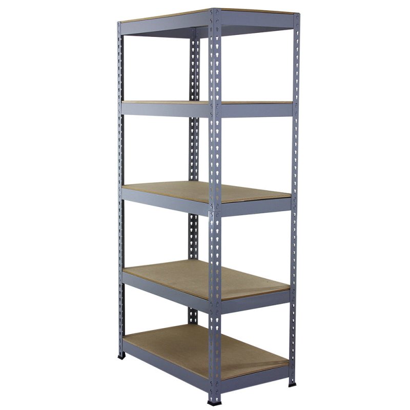Garage Shelving Storage 5 Tier Heavy Duty Racking 200kg/shelf, Q-Rax Grey 90cm x 182.5cm x 50cm