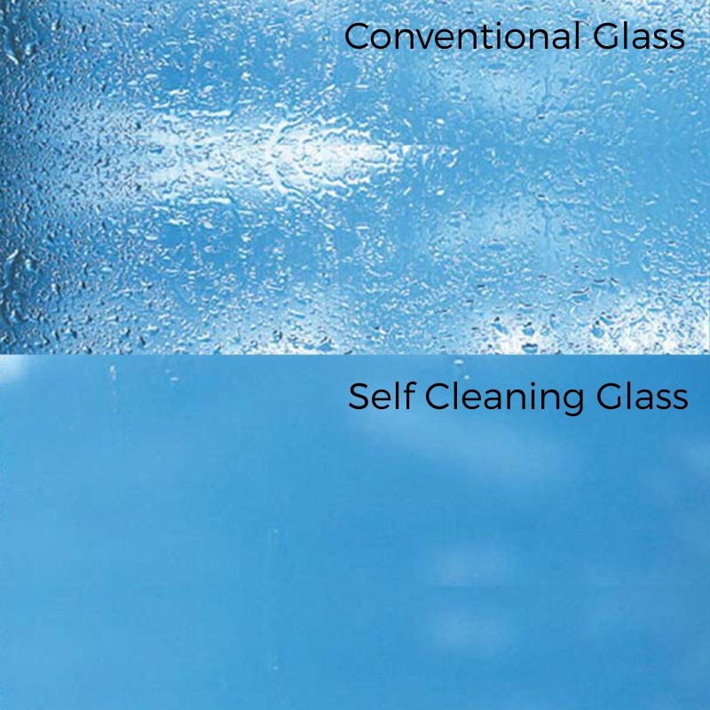 MonsterShop 1200 x 800mm Glass Canopy, 4 Stainless Steel Brackets, Front/Back Door Porch Shelter