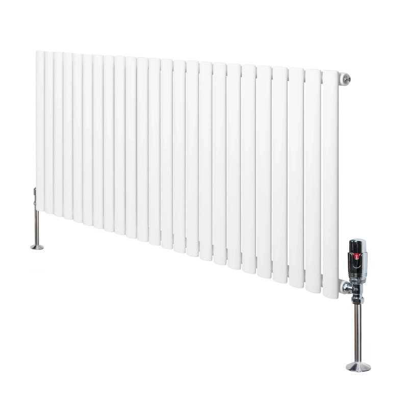 Oval Single Column Radiator & Valves - 600mm x 1440mm - White