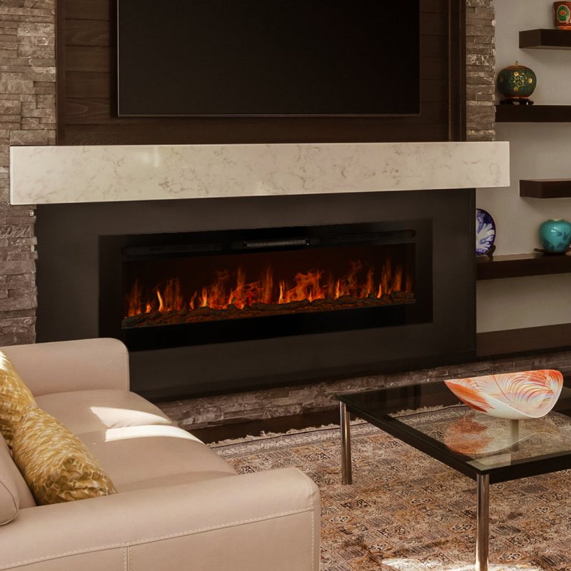 Electric Wall Mounted Inset LED Black Fireplace Free Standing 60" 950W 1850W 12 Colours Timer Remote Adjustable Brightness Pebbles Clear Crystals Log Effect 3D Flame 15 – 35 Degrees C Fixing Kit