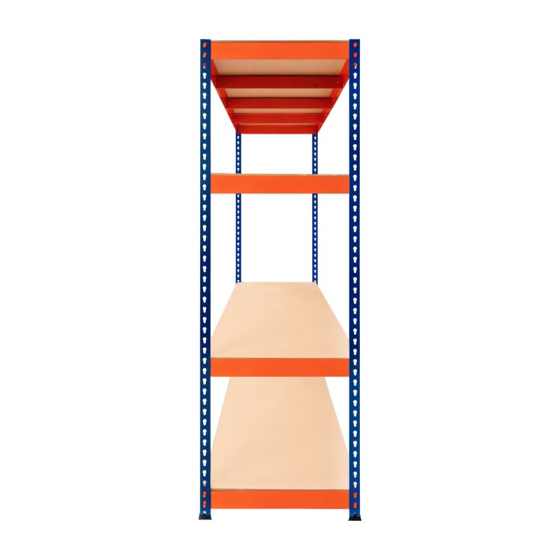 Garage Racking S-Rax Shelving Unit 4 Shelf 180cm x 180cm x 60cm Rack Heavy Duty Steel 300kg Capacity Per Shelf Adjustable Layout Boltless Assembly Rubber Feet 3 Reinforced Support Bars Warehouse