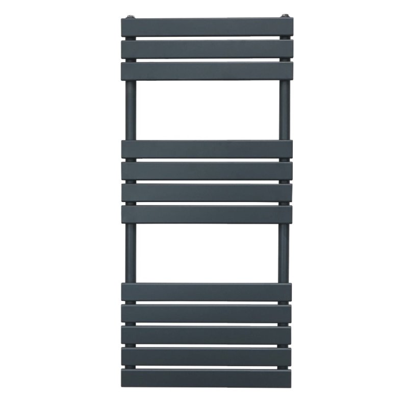 Vertical Towel Radiator Designer Flat Panel 1200mm x 500mm Bathroom Heated Rail Matt Anthracite Grey Central Heating Ladder Heater Wall Mounted Carbon Steel FREE Cleaning Brush Fixing Kit & Brackets